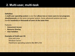 TYPES OF OPERATING SYSTEM Batch, MultiTasking, Multiprocessoe, Real ...