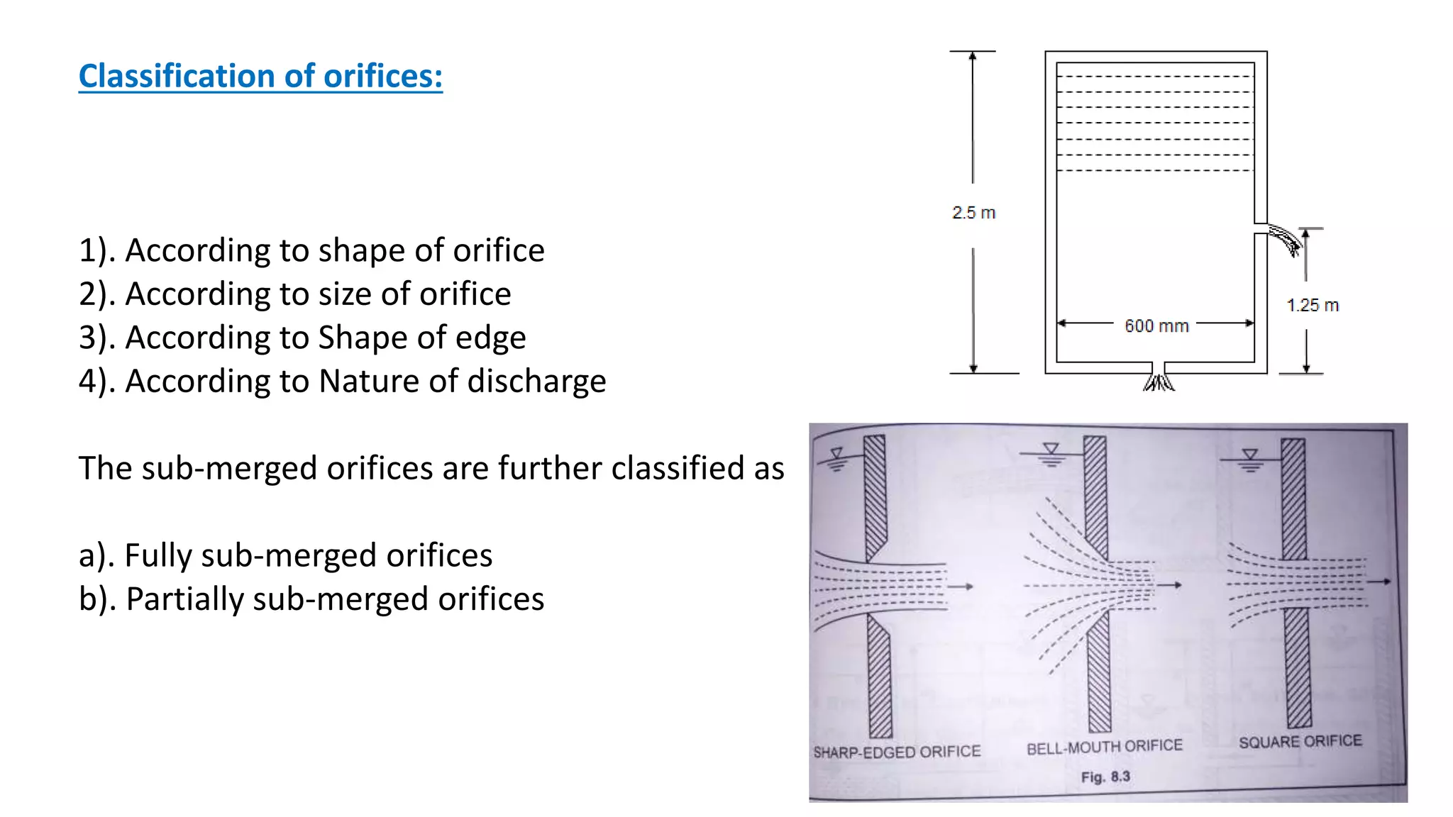 Types orifice and mouthpiece