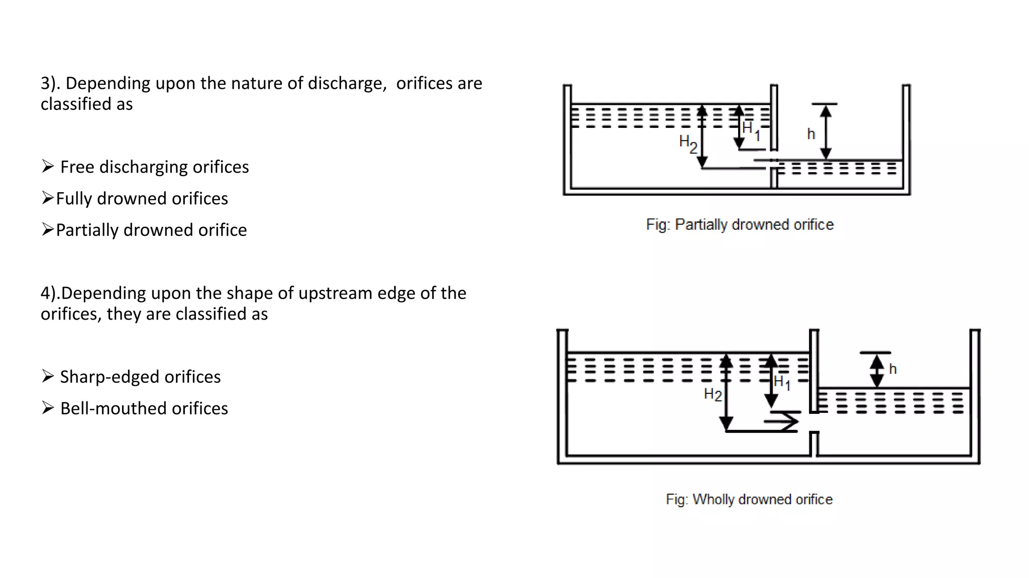 Types orifice and mouthpiece