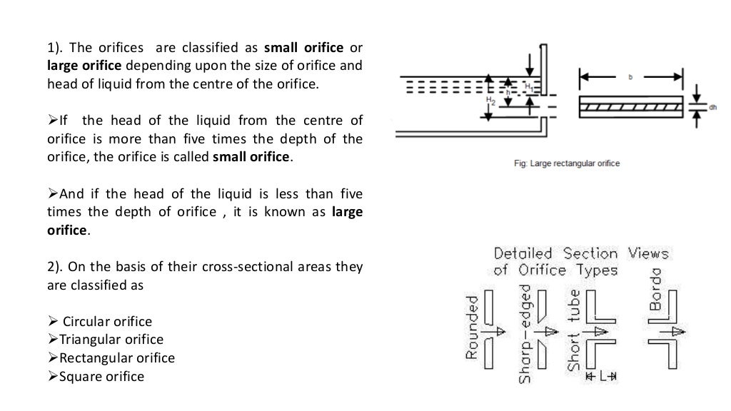 Types orifice and mouthpiece