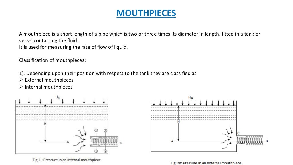 Types orifice and mouthpiece