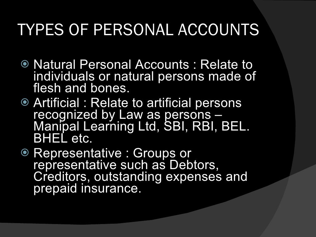 Types of personal accounts