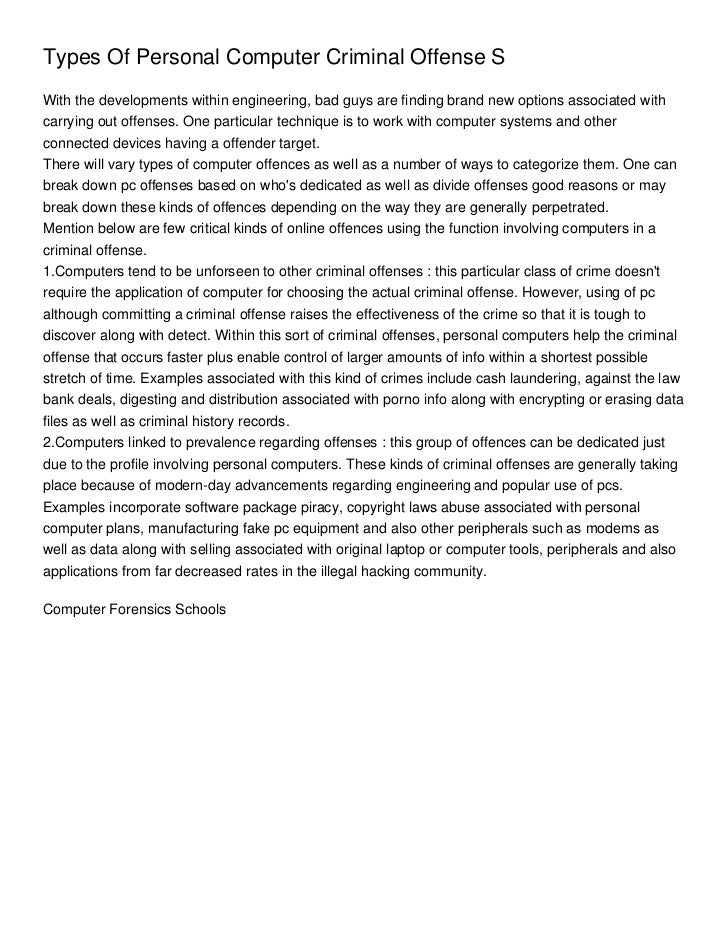 Types Of Personal Computer Criminal Offense S