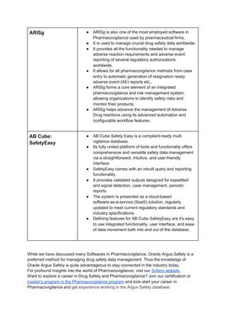 Types of pharmacovigilance softwares | PDF
