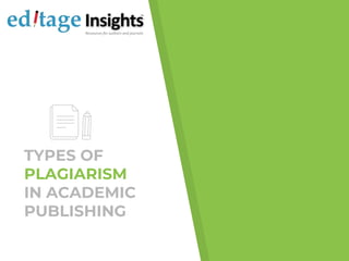 TYPES OF
PLAGIARISM
IN ACADEMIC
PUBLISHING
 