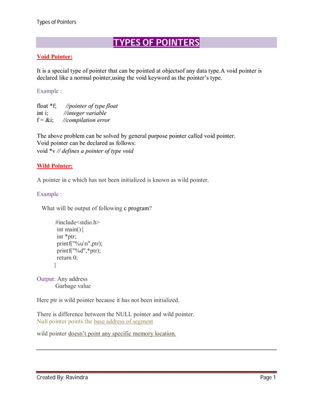 Types of pointer in C | PDF