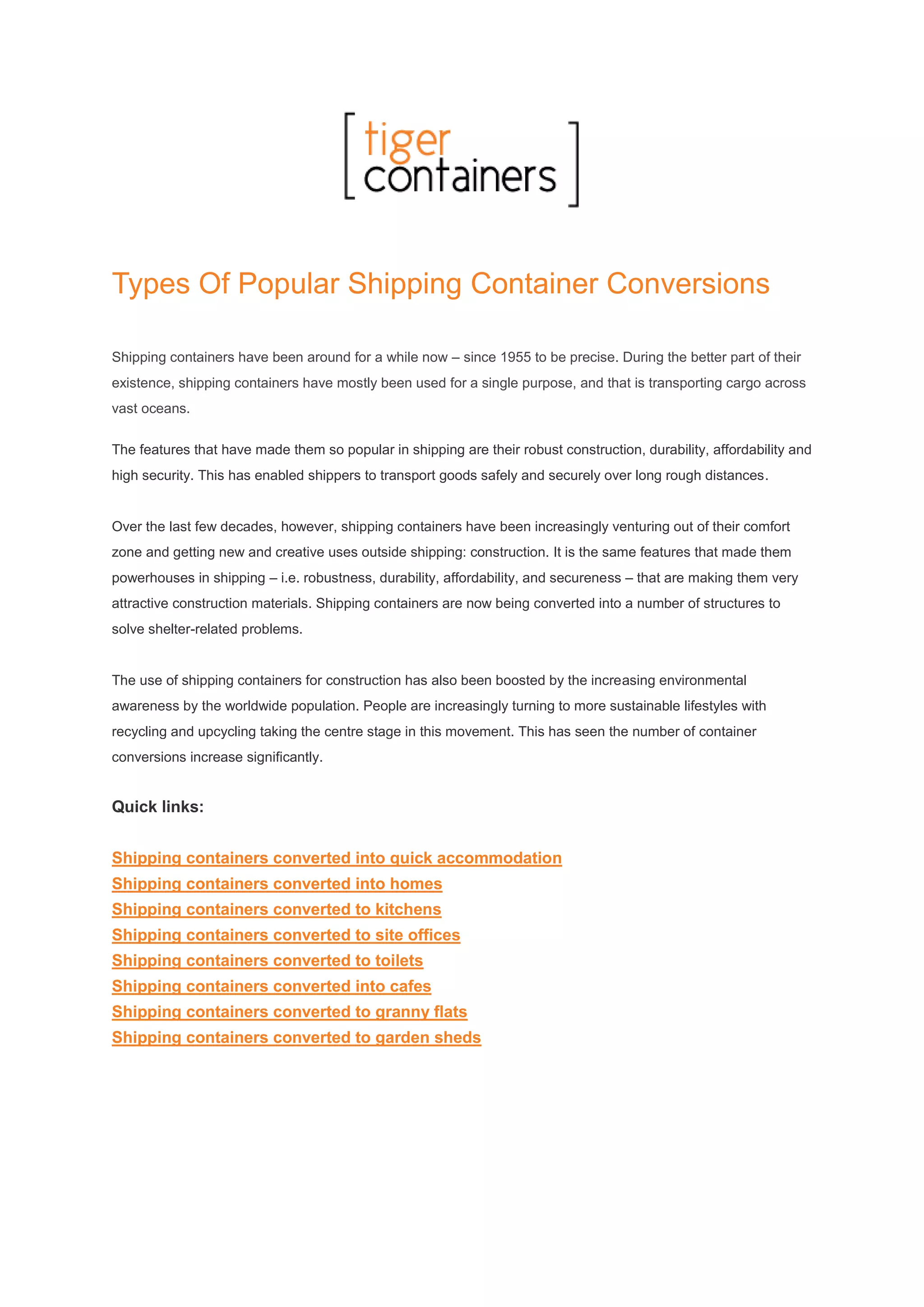 Types of popular shipping container conversions | PDF