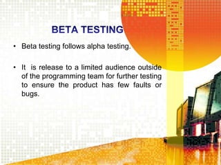 Types of program testings and errors | PPTX
