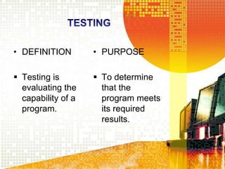 Types of program testings and errors | PPTX