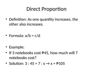 Direct Proportion Formula Notes Types_of_Proportion_Lesson.pptx_________ | PPTX