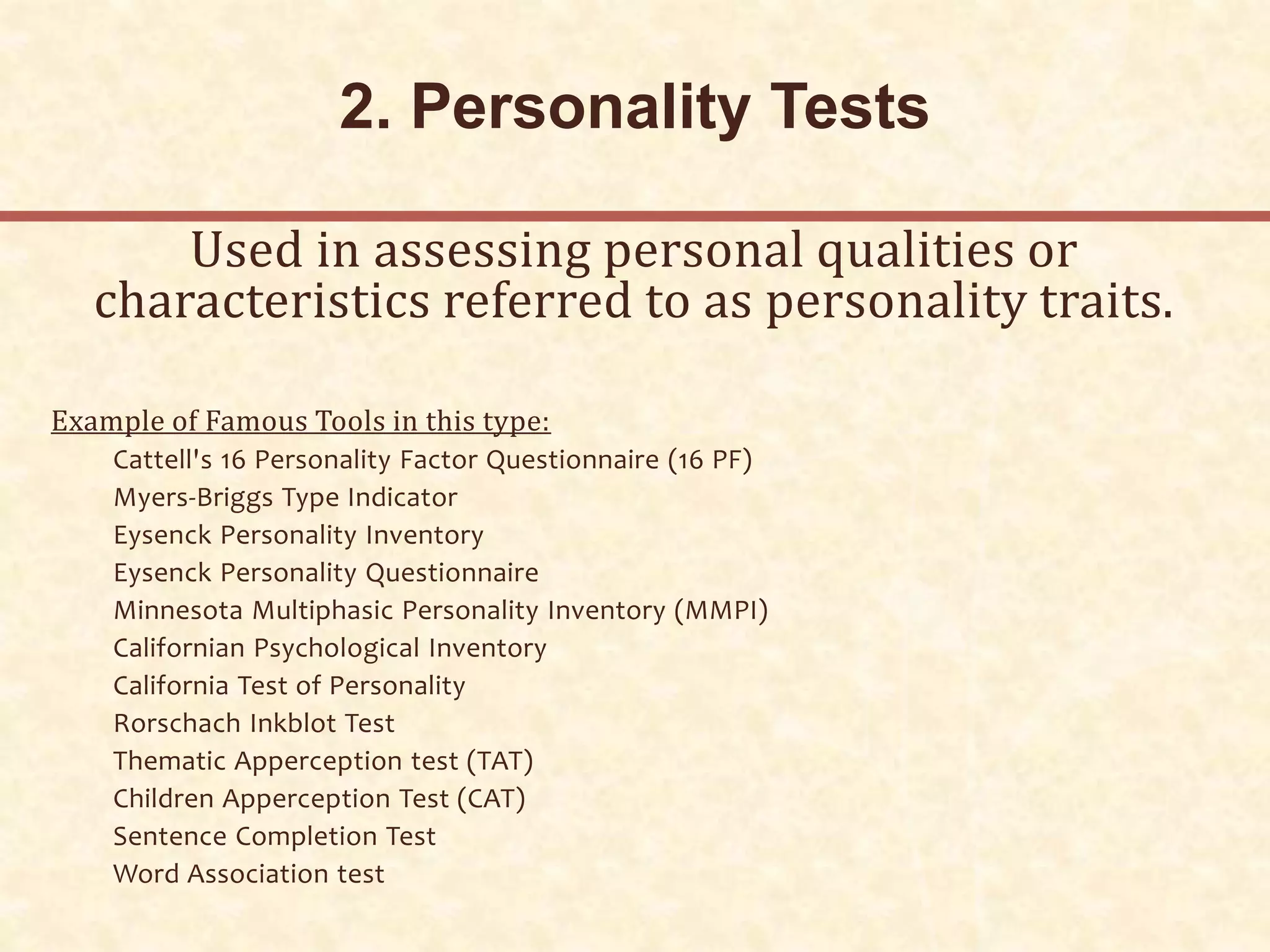 Types of Psychological Tests updated by S.Lakshmanan, Psychologist ...