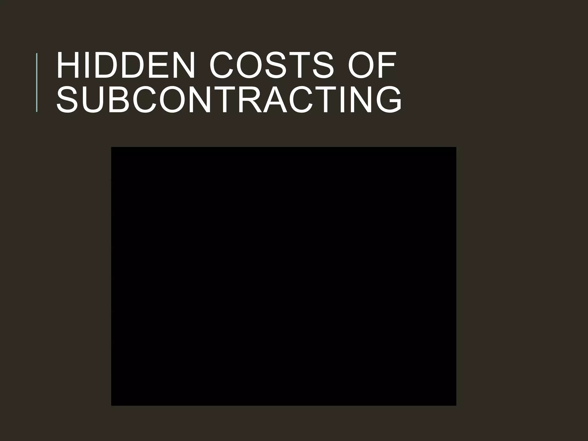 HIDDEN COSTS OF
SUBCONTRACTING
 