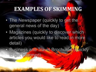EXAMPLES OF SKIMMING
 