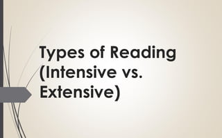 Types of Reading
(Intensive vs.
Extensive)
 