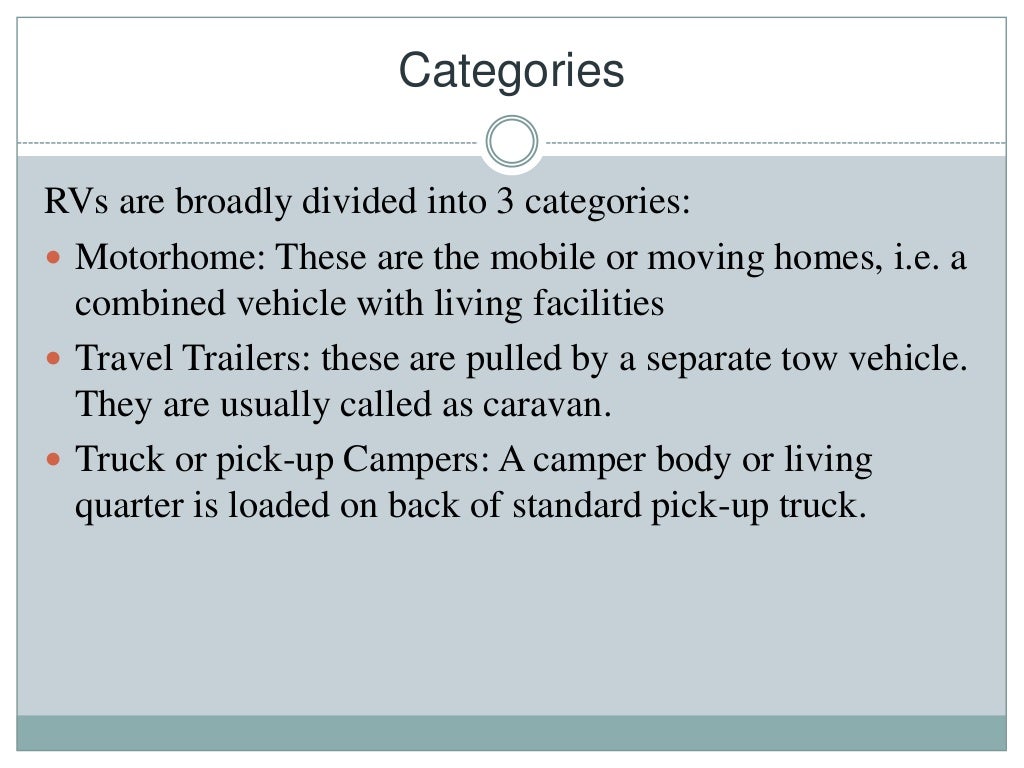 Types of recreational vehicles