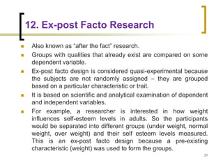 Ex Post Facto Design Example Types of Research.pptx