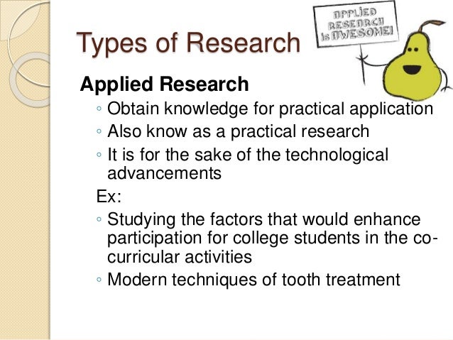 What is applied research?