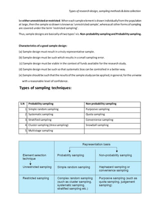 Types of research design, sampling methods & data collection | DOCX