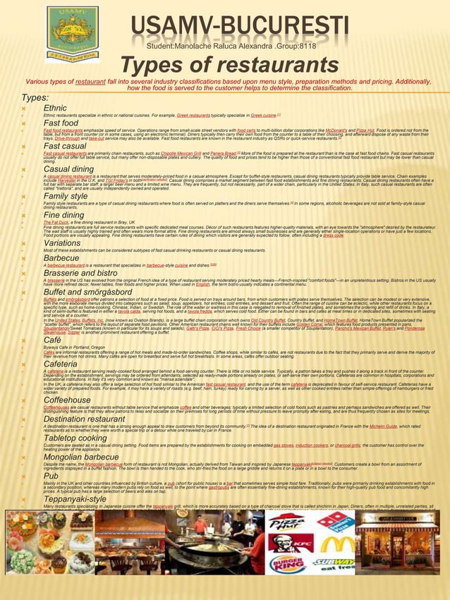 Types of restaurants PDF