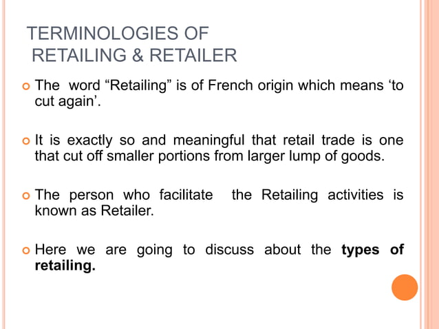 Types of retailers’ middlemen | PPT