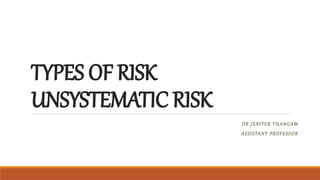 Unsystematic Risk Types TYPES OF RISK-UNSYSTEMATIC RISK .ppt