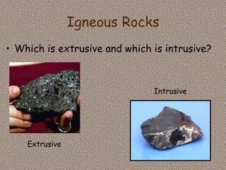 Igneous Rocks <ul><li>Which is extrusive and which is intrusive? </li></ul>Extrusive Intrusive 