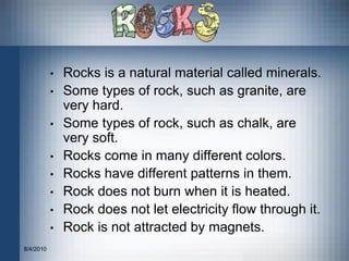 Soft And Hard Rocks Examples Types of rocks | PDF