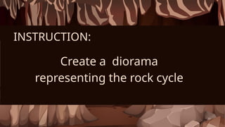 Create a diorama
representing the rock cycle
INSTRUCTION:
 