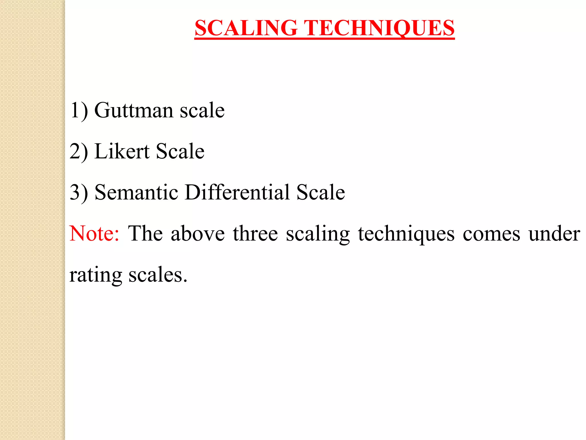 Types of Scales and Scaling Techniques | PPTX | Science