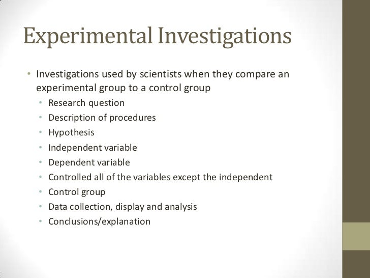 Types of science investigations