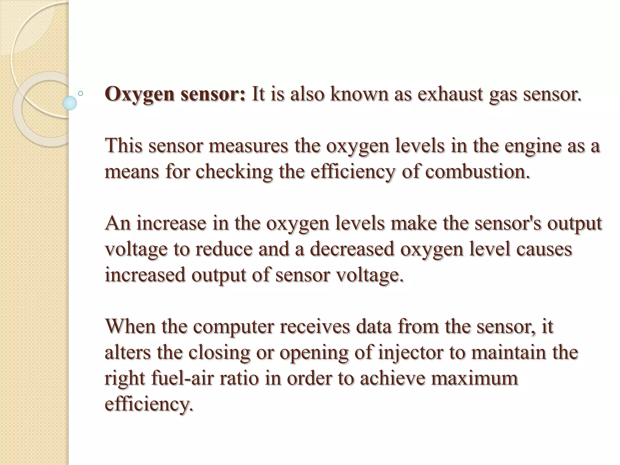Types of Sensors Used in MultiPoint Fuel Injection System PPT