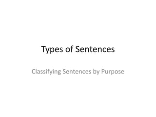 Types of Sentences

Classifying Sentences by Purpose
 