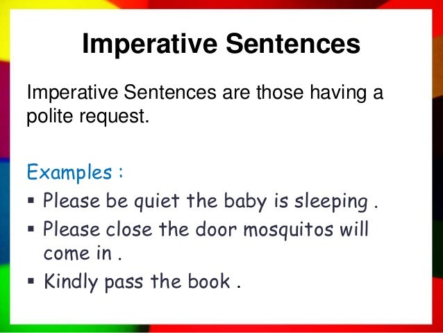 kinds of sentences with examples