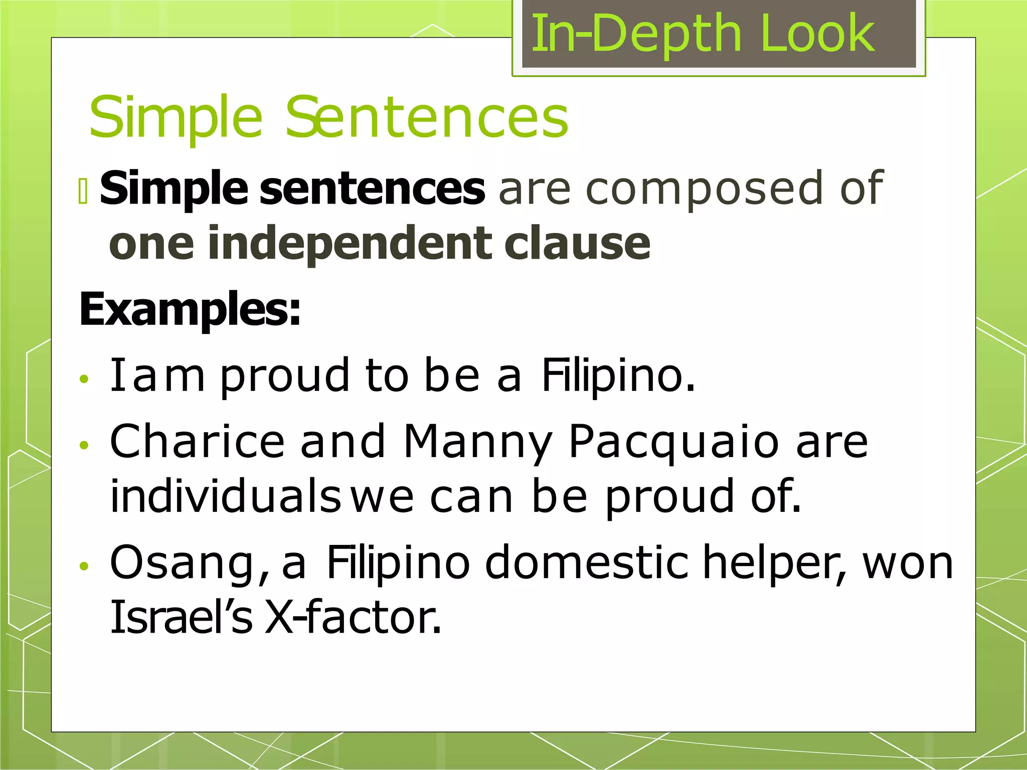 Sentences In Filipino Types of sentences according to structure | PPTX