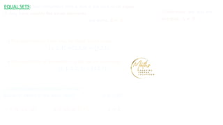 Empty sets, singleton sets, finite and infinite sets, equal and equivalent sets