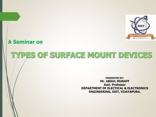A Seminar on
PRESENTED BY:
Mr. ABDUL MUNAFF
Asst. Professor
DEPARTMENT OF ELECTICAL & ELECTRONICS
ENGINEERING, SIET, VIJAYAPURA.
 