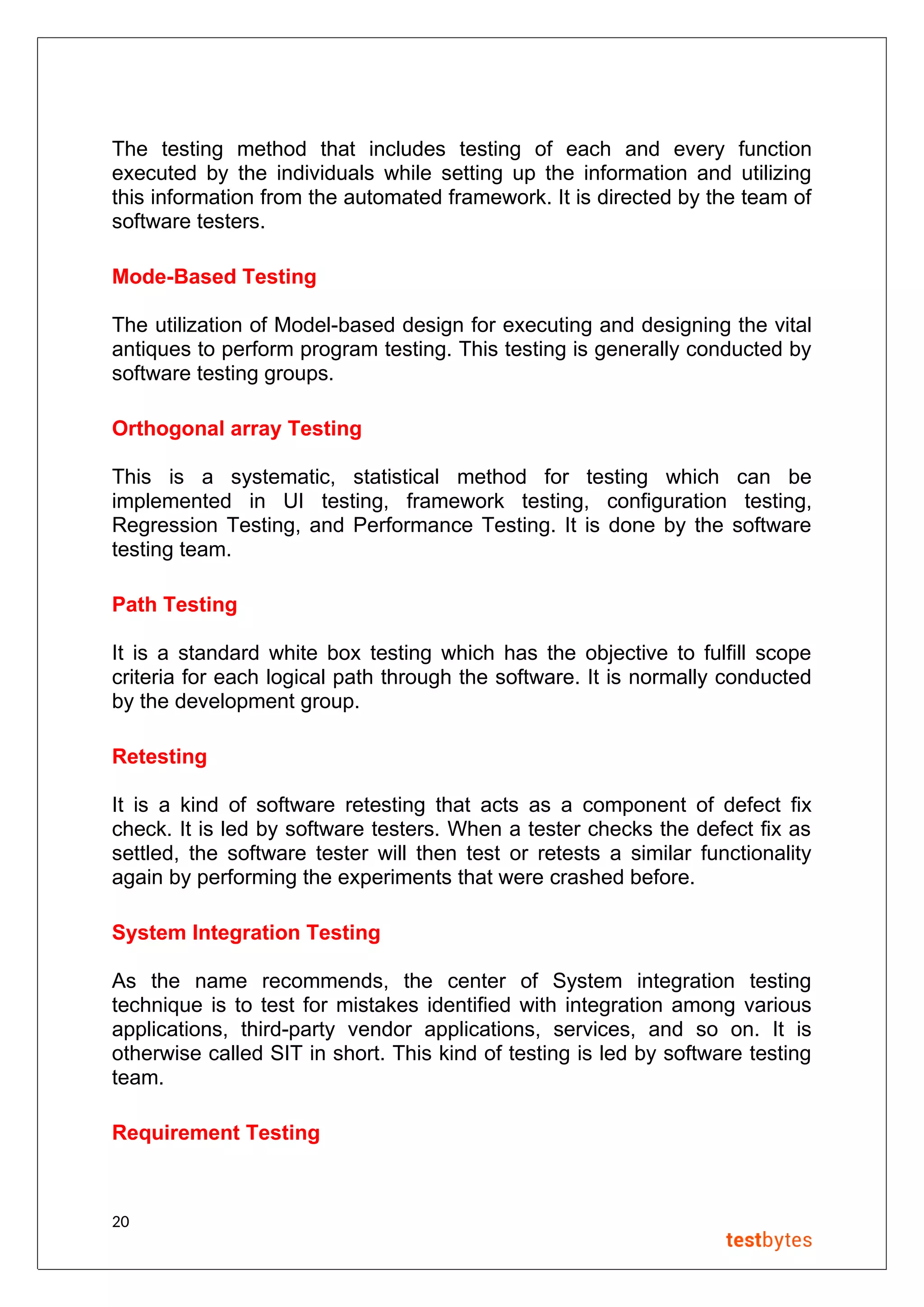 Types of software testing | PDF