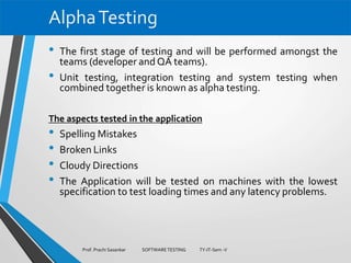 Types of software testing | PDF