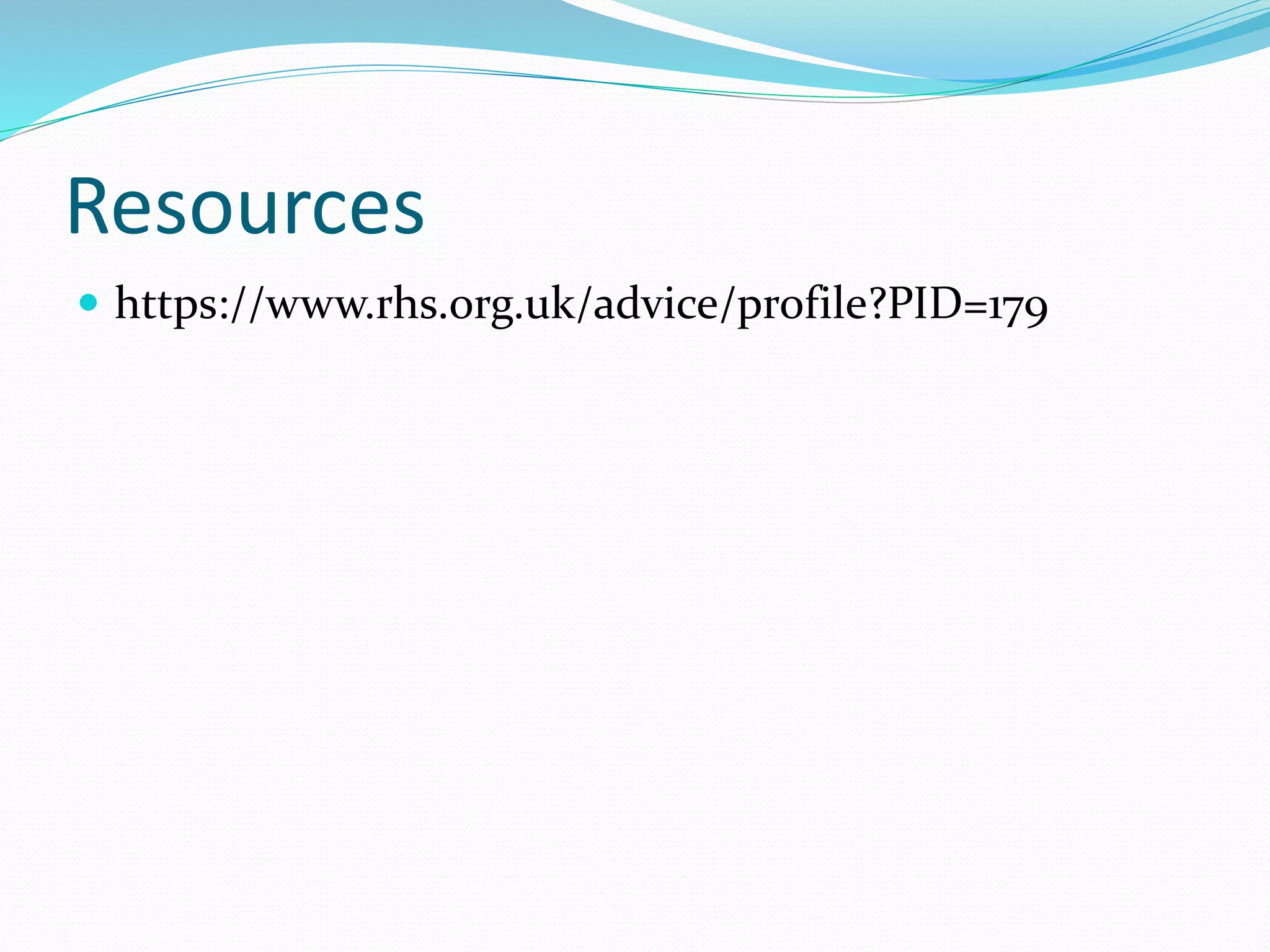 Resources
https://www.rhs.org.uk/advice/profile?PID=179