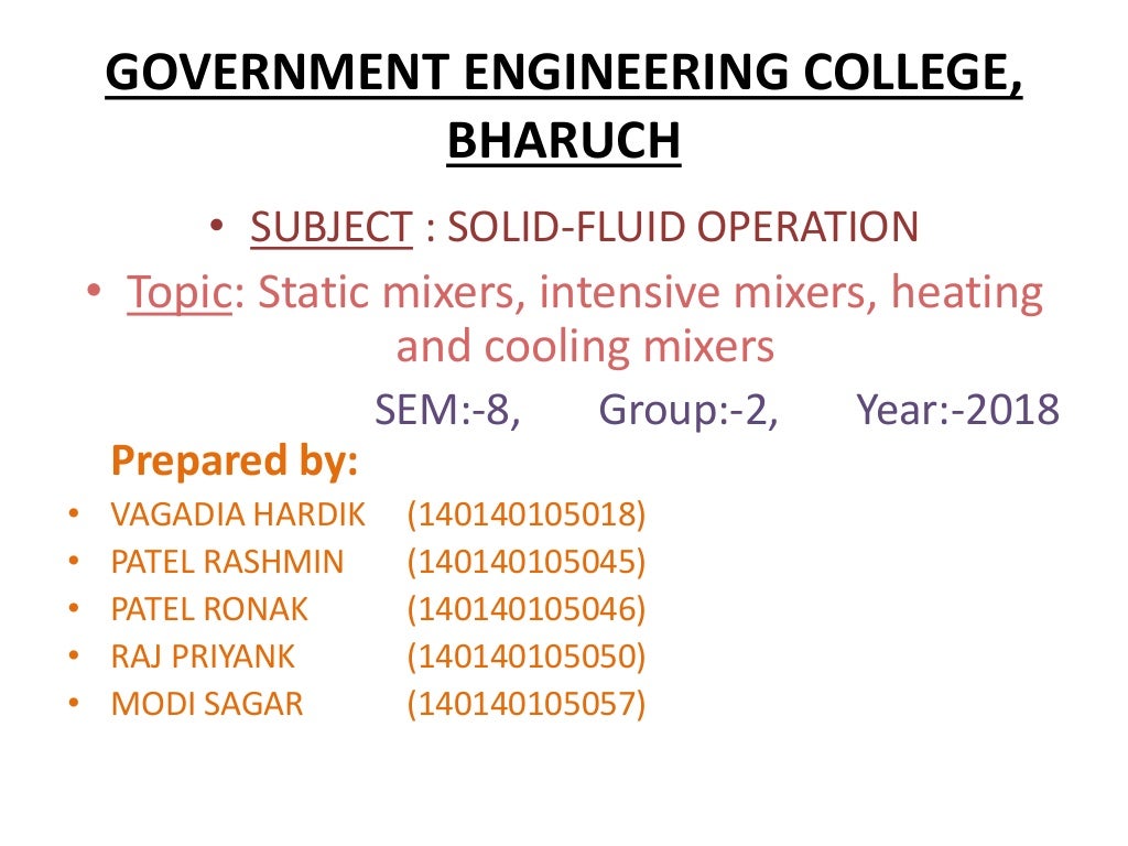 Types of solid fluid mixers