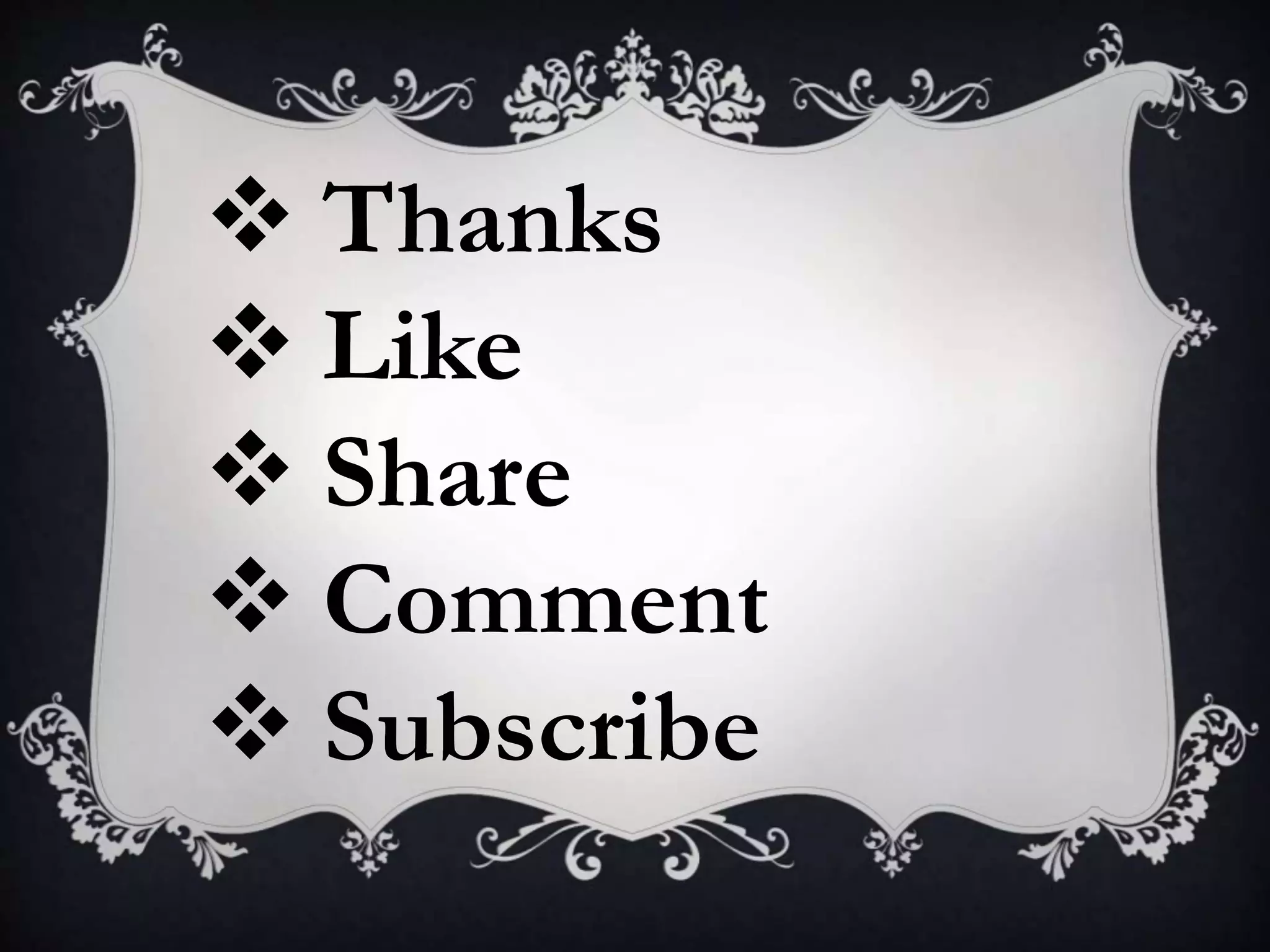  Thanks
 Like
 Share
 Comment
 Subscribe
 