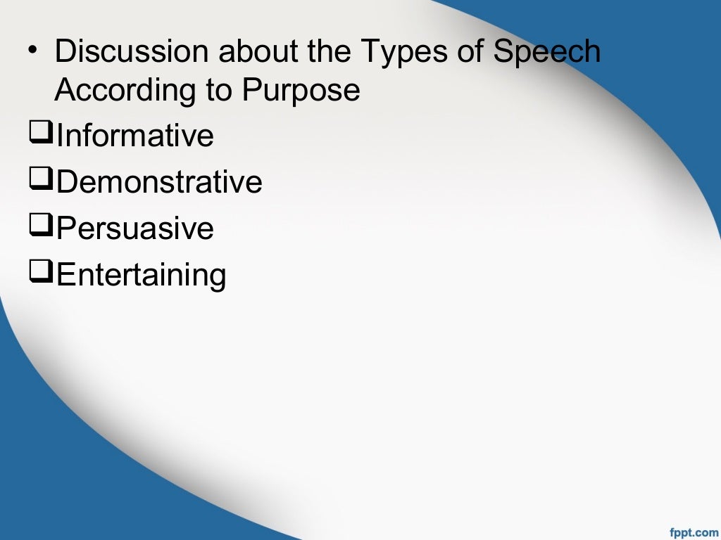 types of speech according to purpose and examples