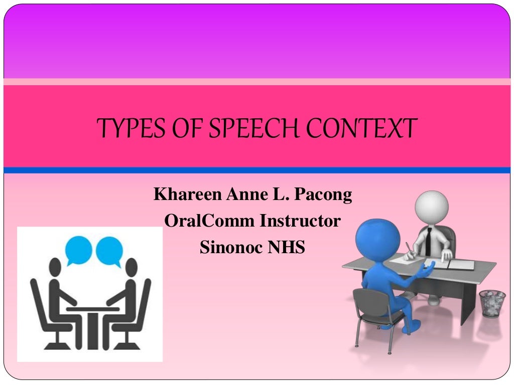 types of speech context description and examples brainly