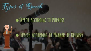 Types of speeches according to Purpose and Manner of Delivery | PDF