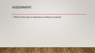 Types of speeches according to delivery | PPTX