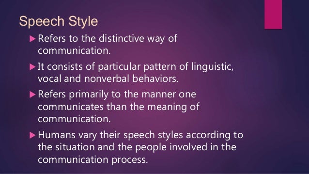 speech style definition
