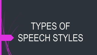 TYPES OF
SPEECH STYLES
 