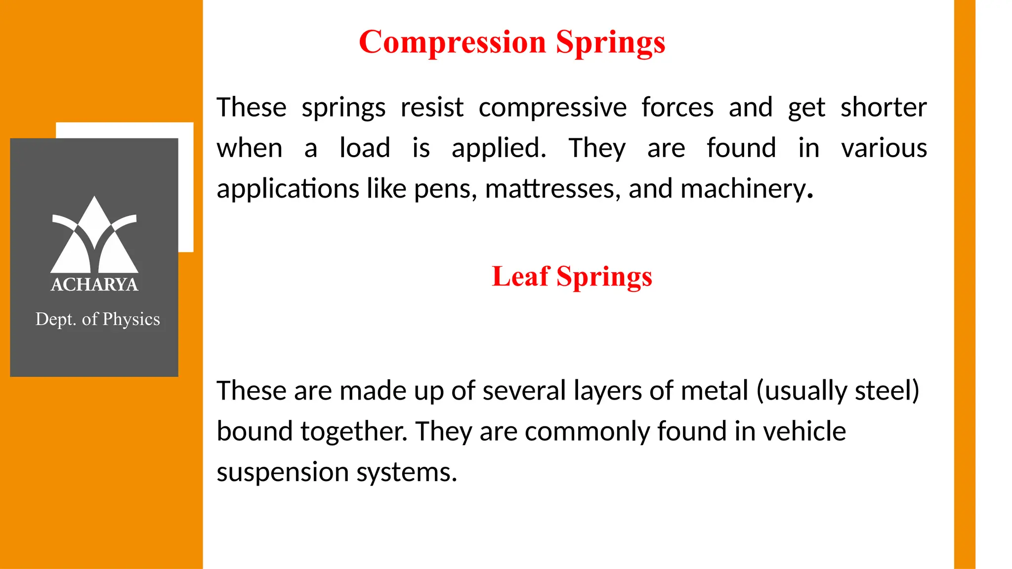 Types of Springs.pptx for physics of engineering | PPTX