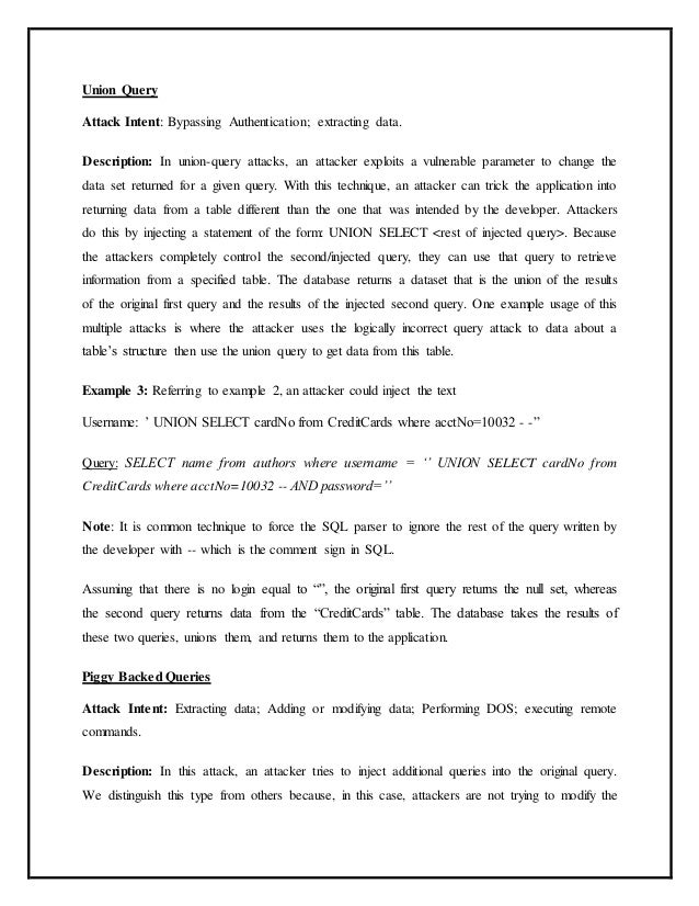 Types of sql injection attacks