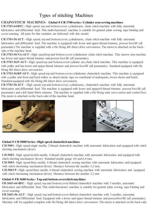 Name Stitching Machine Types of stitching machines | DOCX